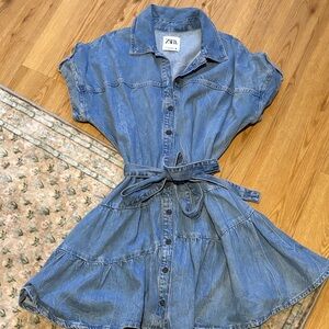 Zara Light Blue Denim Mini Dress